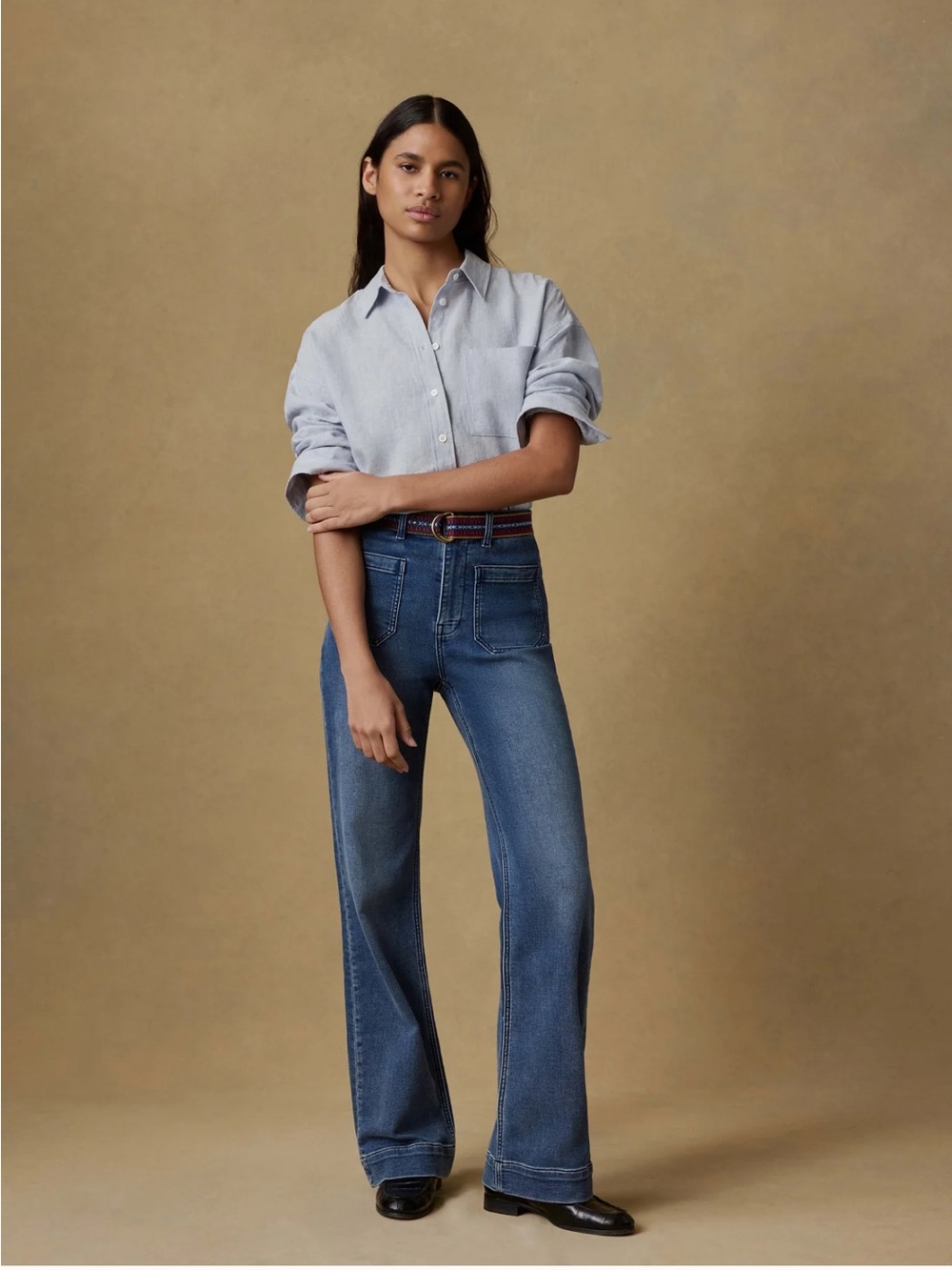Faherty High-Rise Wide-Leg Jeans in Classic Blue Wash